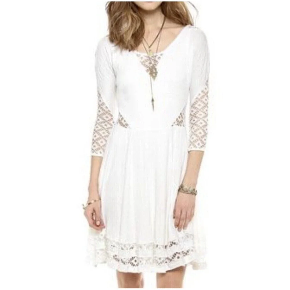 Free People To the Point Dress M White Lace Mini